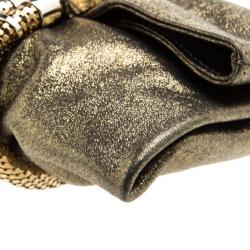 Jimmy Choo Gold Leather Chandra Clutch