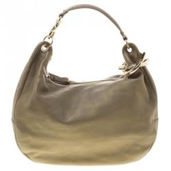 Jimmy Choo Gold Leather Large Sky Bangle Hobo
