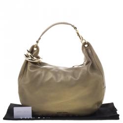 Jimmy Choo Gold Leather Large Sky Bangle Hobo