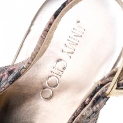 مملوكة مسبقًا Jimmy Choo Embossed Python Praise Slingback Wedge Sandals Size 38.5