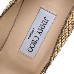 مملوكة مسبقًا Jimmy Choo Bronze Metallic Python Leather Anouk Pointed Toe Pumps Size 40