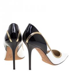 مملوكة مسبقًا حذاء كعب عالي جيمي تشو فيرو جلد مونوكرومي لامع مقدمة مدببة مقاس 39