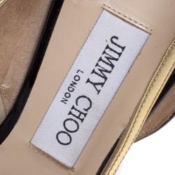 مملوكة مسبقًا حذاء كعب عالي جيمي تشو فيرو جلد مونوكرومي لامع مقدمة مدببة مقاس 39