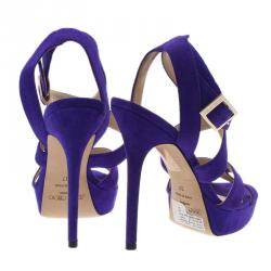 مملوكة مسبقًا Jimmy Choo Purple Suede Vamp Platform Sandals Size 37