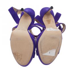 مملوكة مسبقًا Jimmy Choo Purple Suede Vamp Platform Sandals Size 37