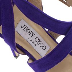 مملوكة مسبقًا Jimmy Choo Purple Suede Vamp Platform Sandals Size 37