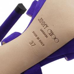 مملوكة مسبقًا Jimmy Choo Purple Suede Vamp Platform Sandals Size 37