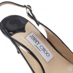 Pre Owned صندل جيمي تشو دوتش بحزام خلفي جلد مرصع أسود وأبيض مقاس 38