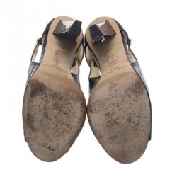 مملوكة مسبقًا Jimmy Choo Black Leather Peep Toe Ankle Booties Size 37.5