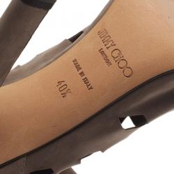 Pre Owned Jimmy Choo Grey Suede Reese Cutout Ankle Boots Size 40.5