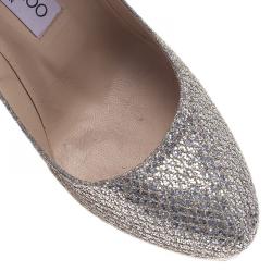 Pre Owned Jimmy Choo Silver Glitter Eros Platform Pumps Size 37