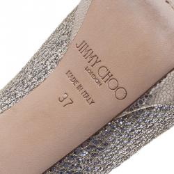 Pre Owned Jimmy Choo Silver Glitter Eros Platform Pumps Size 37