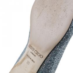 Pre Owned Jimmy Choo Glitter and Crystal Raquelle Bow Ballet Flats Size 38
