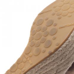 Pre Owned Jimmy Choo Metallic Gold Leather and Espadrille Perfume Wedge Slides Size 38