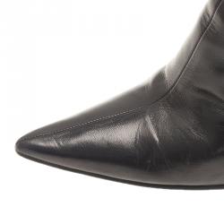 Pre Owned Jimmy Choo Black Leather Grommet Strap and Chain Detail Ankle Boots Size 38.5