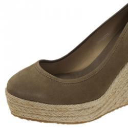 Pre Owned حذاء روكي جيمي تشو باسيتا جلد مدبوغ وفلين أخضر عسكري مقاس 39