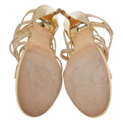 Pre Owned صندل جيمي تشو دارت سترابي ذهبي براق مقاس 38.5