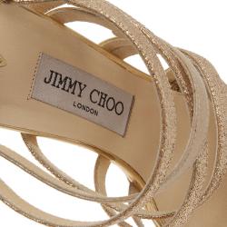 Pre Owned صندل جيمي تشو دارت سترابي ذهبي براق مقاس 38.5