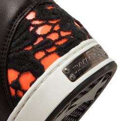 Pre Owned Jimmy Choo Neon Leather and Lace Tokyo High Top Sneakers Size 37