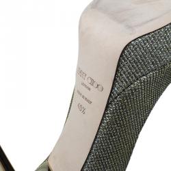 Pre Owned Jimmy Choo Gold Glitter Fabric Dahlia Platform Peep Toe Pumps Size 40.5