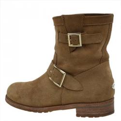 مملوكة مسبقًا Jimmy Choo Beige Suede Youth Biker Boots Size 38