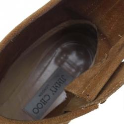 مملوكة مسبقًا Jimmy Choo Beige Suede Youth Biker Boots Size 38