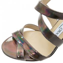 مملوكة مسبقًا Jimmy Choo Reflective Silver Leather Lottie Sandals Size 38.5