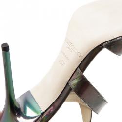 مملوكة مسبقًا Jimmy Choo Reflective Silver Leather Lottie Sandals Size 38.5