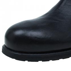 Pre Owned حذاء بوت جيمي تشو يول بايكر جلد مجعد أسود مقاس 40.5 