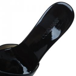 Pre Owned Jimmy Choo Black Patent and Cork Perfume Wedge Slides Size 38.5