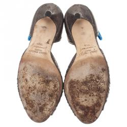 Pre Owned Jimmy Choo Metallic Grey Leather D'Orsay Pumps Size 38.5