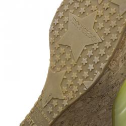 Pre Owned صندل جيمي تشو بروفا جلد أصفر لامع بفتحة كعب نعل فينيل روكي مقاس 38.5