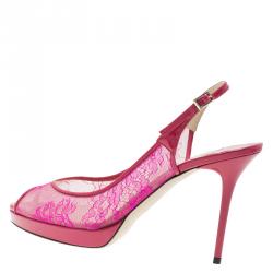 Pre Owned Jimmy Choo Pink Lace Nova Slingback Sandals Size 39 