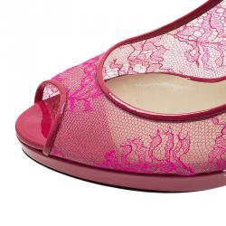 Pre Owned Jimmy Choo Pink Lace Nova Slingback Sandals Size 39 