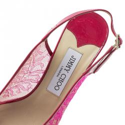 Pre Owned Jimmy Choo Pink Lace Nova Slingback Sandals Size 39 