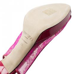 Pre Owned Jimmy Choo Pink Lace Nova Slingback Sandals Size 39 