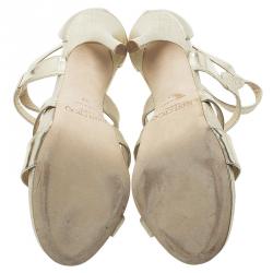 Pre Owned Jimmy Choo Gold Leather Taint Strappy Sandals Size 37 