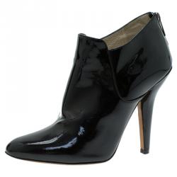 Pre Owned Jimmy Choo Black Patent Ankle Boots Size 38.5