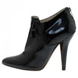 Pre Owned Jimmy Choo Black Patent Ankle Boots Size 38.5