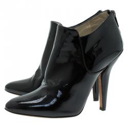 Pre Owned Jimmy Choo Black Patent Ankle Boots Size 38.5