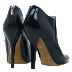 Pre Owned Jimmy Choo Black Patent Ankle Boots Size 38.5