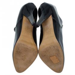 Pre Owned Jimmy Choo Black Patent Ankle Boots Size 38.5