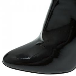 Pre Owned Jimmy Choo Black Patent Ankle Boots Size 38.5