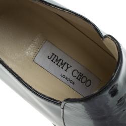 Pre Owned Jimmy Choo Black Patent Ankle Boots Size 38.5