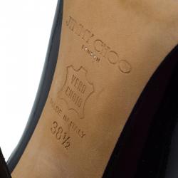 Pre Owned Jimmy Choo Black Patent Ankle Boots Size 38.5