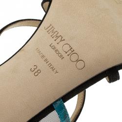 مملوكة مسبقًا Jimmy Choo Multicolor Leather and Mesh Strappy Sandals Size 38