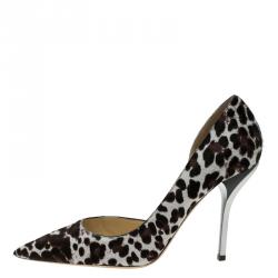 Pre Owned Jimmy Choo Leopard Print Pony Hair Willis D'Orsay Pointed Pumps Size 40