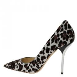 Pre Owned Jimmy Choo Leopard Print Pony Hair Willis D'Orsay Pointed Pumps Size 40