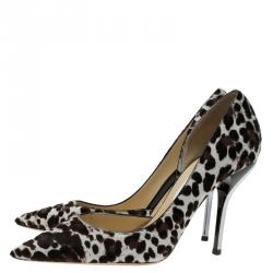 Pre Owned Jimmy Choo Leopard Print Pony Hair Willis D'Orsay Pointed Pumps Size 40