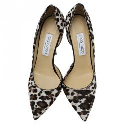 Pre Owned Jimmy Choo Leopard Print Pony Hair Willis D'Orsay Pointed Pumps Size 40